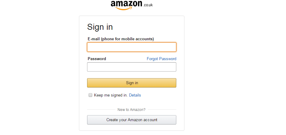 Add your Amazon login details
